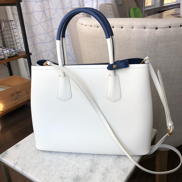 🚫SOLD🚫Prada medium double tote in white and blue - Picture 2 of 8